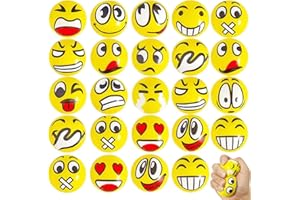LOEPENLE 24 palline giocattolo antistress, con volti divertenti, mini palline da stress in schiuma, per bambini, adulti