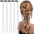 MAYCREATE® 5Pcs Rhinestone Hair Clip Chains Braids Hair Accessories for Women Stylish 20 Inch Hair Extensions Girls Dazzling Crystal Silver Hair Chains Long Tassle