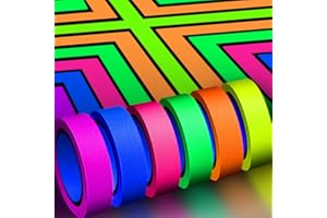 Whaline 6 Colors Neon Gaffer Cloth Tape, Fluorescent UV Blacklight Glow in The Dark Tape for UV Party (0.6 inch x 16.5 feet)