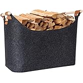 Lyivisk Kaminholzkorb Aus Filz | 45x40x32cm Großer Holzkorb | Mit Tasche & Faltbar | Für Holz & Spielzeug