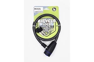 NCS35® Heavy-Duty Bicycle Wire Lock 80cm Overall Length, 65cm Wire Length Anti-Theft Steel Cable with Plastic Coating Includes 2 Keys Ideal for Bikes, Scooters, Bicycle, Gates (Black)