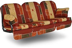 ANGERER Freizeitmöbel GmbH Hollywoodschaukel Auflage Deluxe - passend für viele 3-Sitzer Hollywoodschaukeln - Schaukelauflage Made in Germany (Rot-Terra-Beige Gemustert)
