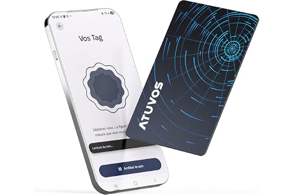ATUVOS Système Double Air Card Tag Traceur Pro Lot de 1, Recharegable Wallet Tracker Compatible avec iOS Apple et Android Google Localiser, Localisateur Bluetooth Carte pour Portefeuille/Sac/Bagages