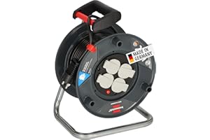 Brennenstuhl Garant V2 Kabeltrommel 25m Kabel (Made in Germany, 4 Schutzkontakt-Steckdosen, Überhitzungsschutz, Trommelkörper aus Spezialkunststoff)
