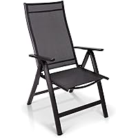 Homeoutfit24 Sun Garden Premium Line 1er Set Gartenstuhl - Hochlehner London in Anthrazit, Klappsessel aus Aluminium