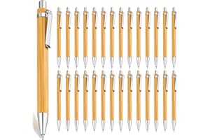 CYH Bambus Holzkugelschreiber Set, 30 Stück Holz Kugelschreiber Schreibgerät, Nachhaltiges Kugelschreiber Set für Schreiben, Journaling, Büroalltag, Schule, Abschlussgeschenk