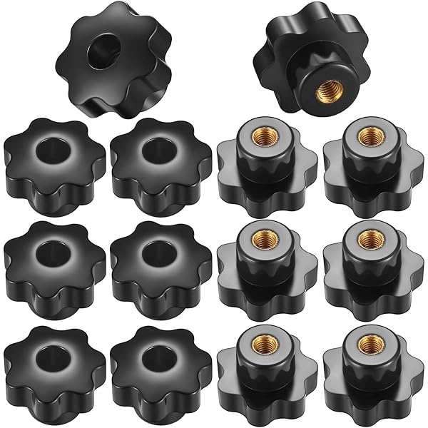 Set 10 Dadi A Stella M8 In Plastica Nera - Dadi Di Serraggio Con Foro Passante Per Meccanica E Elettronica - Foto 6