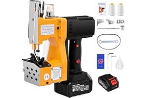 Kotsy sacknähmaschine 220 V Einstellbare Geschwindigkeit mit 1 Lithiumbatterie Tragbare Nähmaschine für 2 Sekunden/Sack,Sacknähmaschine für Taschen/Stoff/Reis/Papier/Plastiktüten Nähmaschine