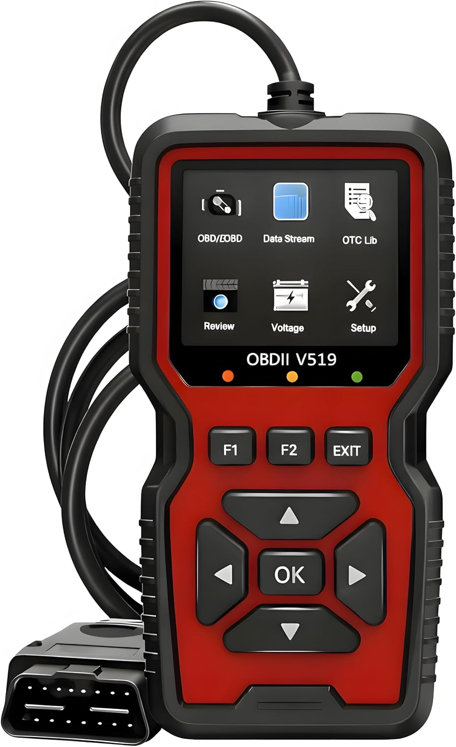 V519 Escáner OBD2 Coche Profesional, Diagnosis OBDII EOBD, Lector y Borrador de Códigos de Error Motor, Check Engine, Datos en Tiempo Real, I/M Ready, ITV