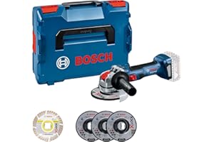 Bosch Professional 18V System meuleuse angulaire BITURBO GWX 18V-7 avec X-LOCK (set de 5 disques à tronçonner/meuler, 1 capot protection 125 mm, poignée, L-BOXX) - Set Amazon Exclusive