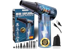 SÚPER Soplador De Aire Potente, 150000RPM BRUSHLESS ISMERAL® + 9 Boquillas + Cepillo + Bolsa de Transporte | Soplador Bateria 6000mAh | Aire Comprimido Limpieza pc | Soplador De Aire para pc |