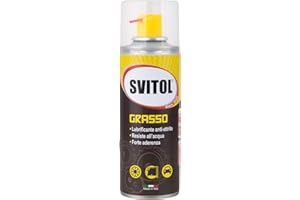 Svitol Lubrificante Spray Grasso 200 ml erogatore con cannuccia, adesività, elimina attrito, resistente all'acqua e alle temperature, valvola 360°, facile erogazione, Made in Italy