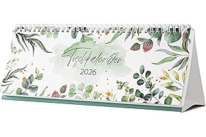 INDEME Tischkalender 2026 - Wochenplaner 2026 von Januar bis Dezember, Tischkalender 2026 Quer 29,5 x 10,5 cm, kalender 2026 mit 1 Woche 2 Seiten, Blatt