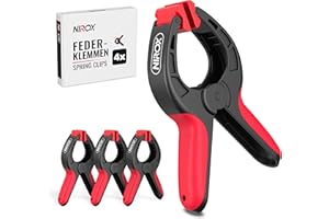 Nirox 4er Set Federklemmen - Klemmzwingen mit großer Spannweite - Hohe Spannkraft der Federzwingen - Leimzwingen mit beweglichen und geriffelten Klemmbacken - Einhandzwingen Schwarz
