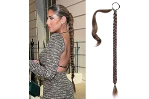 JUZIVIEE Braid Ponytail Extensions Pferdeschwanz Verlängerung mit Haargummi Kunsthaar haar Zöpfe Haarverlängerungen Zum Einflechten Lang Ponytail Blond Haarteil für Frauen 34zoll/ 86cm 180g 091G