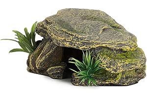 Felenny Reptil Hábitat Decoración Tortuga Peregrino Plataforma Escondite Cueva Pecera Acuario Piedra Natural Aspecto Paisajismo Decoración Ecológico Ornamento