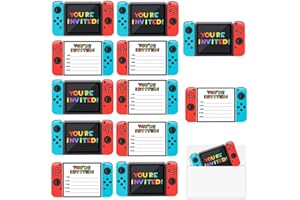 FIMWOLZ 12 Biglietti di Invito per il Compleanno dei Bambini, Biglietto d'invito del Pannello di gioco, Biglietti Inviti per Feste per Ragazzo Ragazz, Biglietti di Invito per il Compleanno con Buste