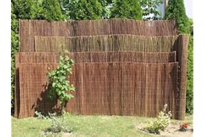 DAMIAN-WIKLINA Tapis en osier 120 cm hore – pour jardin, balcon et terrasse – protection contre le vent et les feuilles – en bois de saule non traité avec fil d'acier – couleur : brun naturel, longueur 300 cm