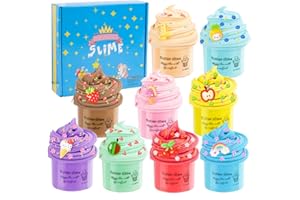 LA BRODÉE Fluffy Slime Set, 9 Pack Mini Butter Schleim, Duftender Schleim mit Einhorn und Regenbogenfruchtschleim Zubehör,Schleim Selber Machen Set für Kinder