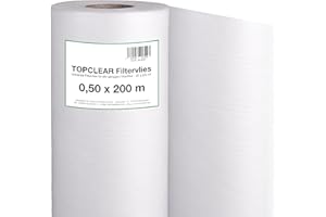 TEICHPOINT Filtervlies für Vliesfilter | Vliesrolle 200m x 50cm 20g/m² | für alle Koi Teich Vlies-Filter geeignet | hydrophiles wasserdurchlässiges Fleece | 500mm Topclear Filtervlies in Profiqualität