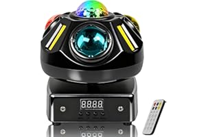 SCIFIVISI Moving Head LED 60W RGBW DMX512 Moving Head Bühnenlicht Rotation, Discolicht Partylict mit fernbedienung und Soundaktivierte Steuerung für DJ Partykeller Hochzeit Club Bar