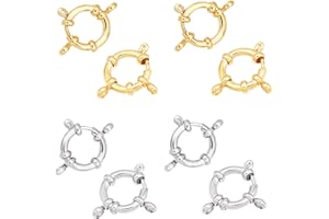 UNICRAFTALE 10 Uds 2 Colores Cierres de Resorte de Acero Inoxidable Cierres de Anillo de Resorte Superficie Lisa Conector de Cierre de Joyería Color Dorado Y Metálico