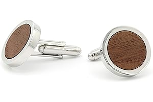 NaturSchatulle Manschettenknöpfe Herren Holz I 1 Paar Schwarze, Silber Manschettenknopf Rund Hemd Hochzeit Anzug Männer Cufflinks for Men