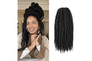 Auxemuen Marley Twist Braiding Hair 6 szt. Marley Twist Hairs Long Cuban Hair Marleys Afro Kinky Curly Twists, sztuczne locs Crochet Synthetic Crochet Braids Hair Extensions (1B)