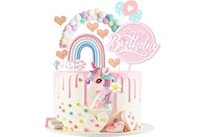 AOTWAN Einhorn Tortendeko Geburtstag Neu 2025, Tortendeko Einhorn Mädchen, Einhorn Kuchen Topper Set, Kuchen Deko für Kinder Mädchen