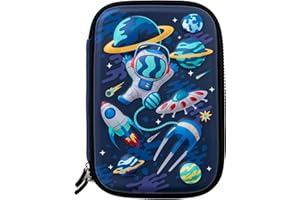 Mad Ally Kids Pencil Case for Girls Boys with Hard Shell | BPA-Free | Shock-Resistant Storage Box | Travel-Friendly | Boys Pencil Case with Compartments | Pencil Case for School | Astronaut Theme