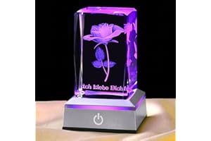 ‎YANFEYHA YANFEYHA 3D Rose Kristall Mehrfarben-Nachtlicht Ich liebe dich Decolamp,Muttertag Geschenk Ideen für Mutter Frau von Tochter Ehemann, Valentinstag Geburtstag Geschenk für Freundin Paar sie