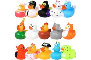 DERAYEE Canard en Plastique,15PCS Petit Canard de Bain,Mini Canard Colorés en Caoutchouc,Jouet de Bain pour l'anniversaire des Enfants