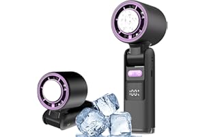 Mzzsveuy 5PCS Handheld Turbo Fan with Ice Cooler, 5PCS Portable Refrigerated Fan with Digital Display, 100-Speed Mini Turbo Fans for Outdoor Camping Travel Home Office(5PCS)