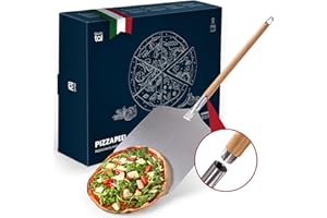 ‎BLUMTAL Blumtal Pizzaschieber mit großer Fläche und abnehmbaren Griff - 30,5cm x 30,5cm Pizzaschaufel Aluminium - abnehmbarer Griff aus Holz 85cm
