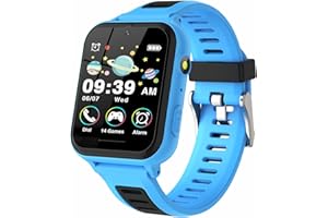 GLKYSOE Montre Connectée Enfant Garçons Filles, Montre Intelligente Enfant avec SOS Appeler, 14 Jeux HD Caméra & Lecteur Vidéo Musique Torche, Cadeaux pour Enfants 3-12ans (Bleu)
