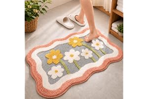 Roseate Little Flower Super Soft Anti Skid (40x60 cm) Super Absorbent Mats Microfibre 2000 GSM Mat for Bathroom/Bedroom/Kitch
