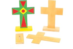 Baker Ross- Croix Debout Peindre et à décorer pour Pâques – Kit créatif en Bois pour Enfants/Adultes (Lot de 4), AC638, Assortis, Pack de 4