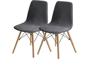 SHENGYIJING Esszimmerstühle Abdeckungen 2/4/6 Stück,Stil Shell Esszimmerstuhl Mid Century Modern Stuhl Sipcover,Gepolsterte Dining Accent Side Stuhlhussen (Grau1,2 Pieces)