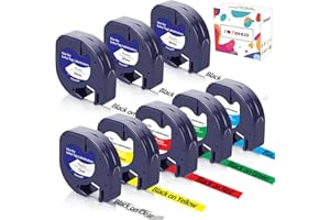 8x Hehua Recharge pour Dymo Letratag Ruban 12mm x 4m Letratag 91221 (3 Unité) 91222 91223 91224 91225 16951, Compatible avec Dymo Letratag xr LT100H LT100T QX50 XM