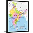 Allen Turtle India Map all capital state wall decor 12x18 Inches Framed Poster FRAM45 Wood;Paper