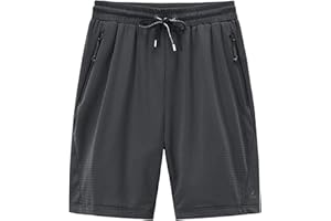 MakingDa Mens Gym Mesh Shorts Summer Casual Running Sports Elasticated Waist Shorts with Zip Pockets