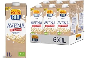 Isola Bio - Pack de 6 Unidades de 1 L de Bebida Ecológica Vegetal de Avena - Sin Azúcares Añadidos y Sin Lactosa - Apto para Veganos - Ideal para Tomar Sola, con Café o en Batidos