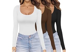 Ekouaer Camiseta Termica Mujer Cuello Redondo Invierno Base Layer Top S-XXL