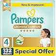 Pampers Ultimate Comfort Taped Diapers, Size 4, 9-14kg, Lotion infused with Aloe Vera and Vitamin E, x1000 Leak Locks Technology for Leakage Protection, Giant Pack, 132 Count