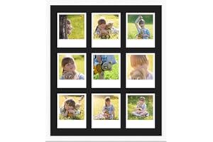 WANDStyle Rahmen für Polaroid-Bilder Serie H950 weiß gemasert Normalglas inkl. Passepartout schwarz für 9 Polaroids