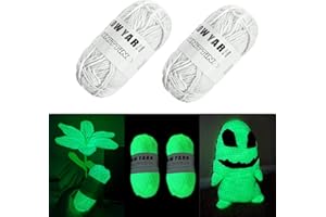 AUAUY Leuchtendes Garn, 2 Stück, leuchtendes Polyestergarn, leuchtet im Dunkeln, zum Häkeln, 45,7 m, Strickgarn, Heimwerken, Handarbeit, Yards für Kunst, Teppich, Pullover, Mütze, Schals, Handschuhe,