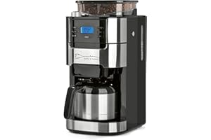 BARISTA KAFFEE & TECHNIK Barista Filterkaffeemaschine mit verstellbarem Mahlwerk & Thermokanne | Warmhaltefunktion, 24h Timer & Permanentfilter | Für 10 Tassen Kaffee | Kaffeemaschine für Bohnen & Pulver [Edelstahl]