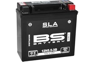 BS Battery 300840 12N5.5-3B AGM SLA Motorrad Batterie, Schwarz