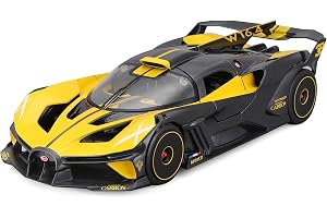 MAISTO - Bugatti Bolide - Fordonsreproduktion i skala 1/18 - Gul - Leksak för barn att samla från 14 år - M32911Y