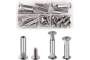 VooGenzek 15 Sztuk Φ8 Śruby Łączące M6, Mocujące do Mebli, Łączące Szafki, Niklowe Meblowe, do Złącza Meblowego Szafki Kuchennej, 31-40 mm